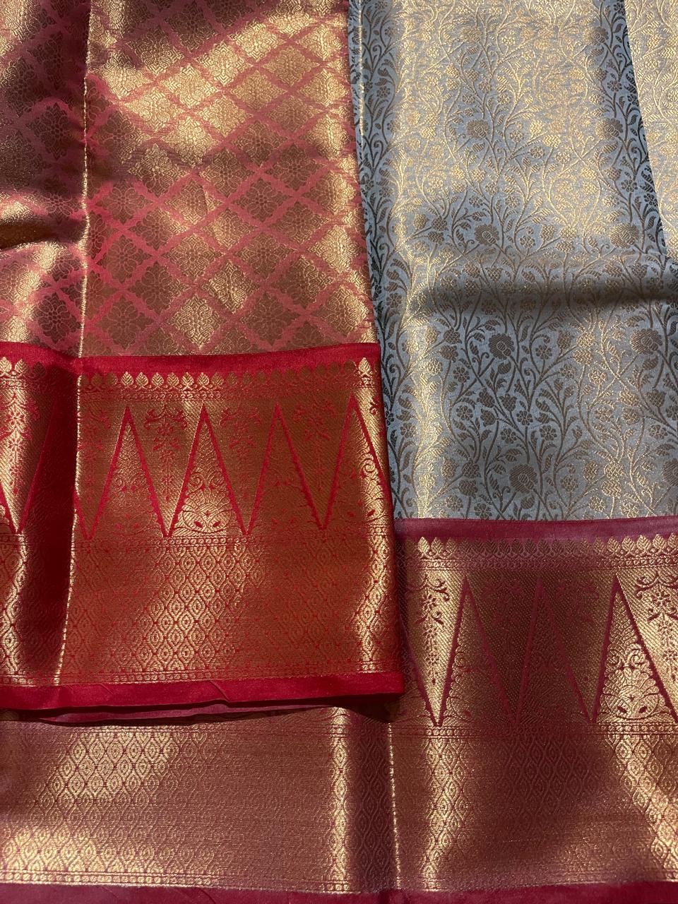 TEMPLE TISSUE-TEAL SAREE