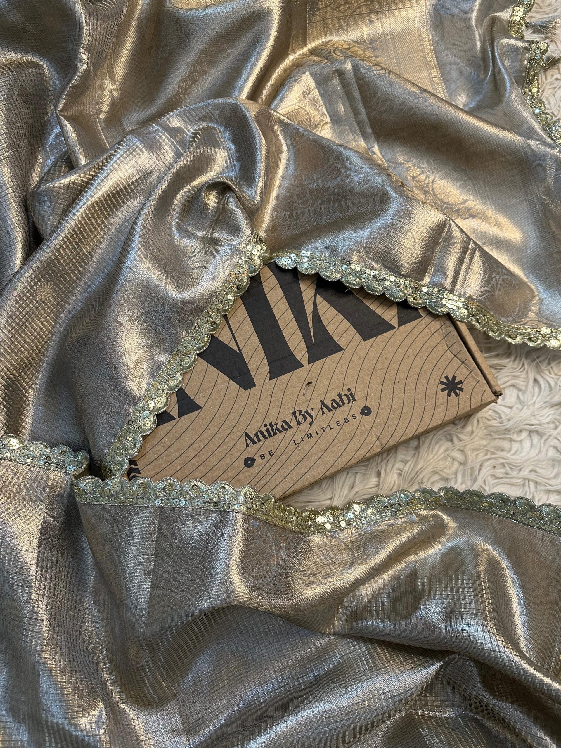 TISSUE SILVER BROCADE SAREE