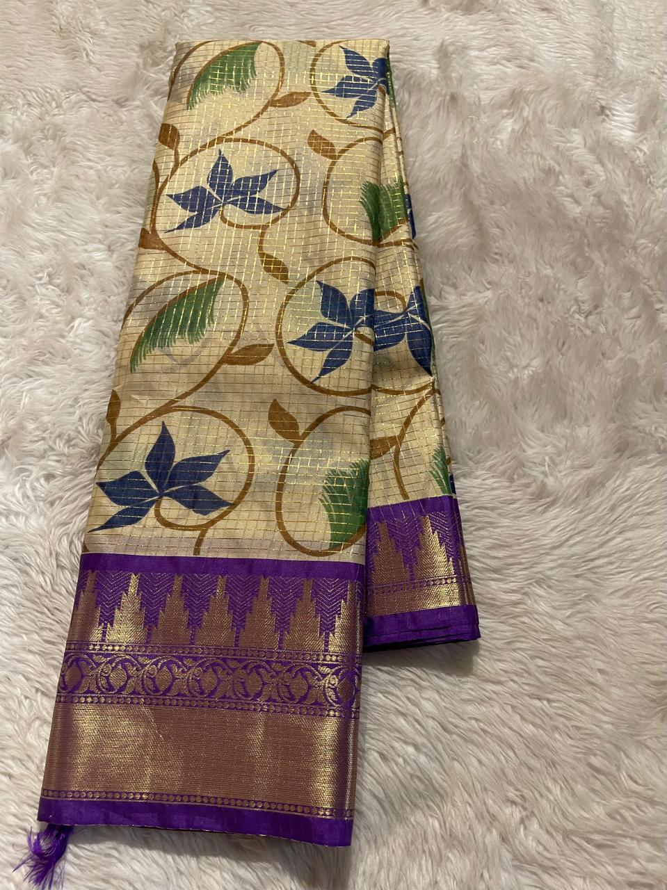 ANIKA'S KANCHI-PURPLE CHECKS SAREE