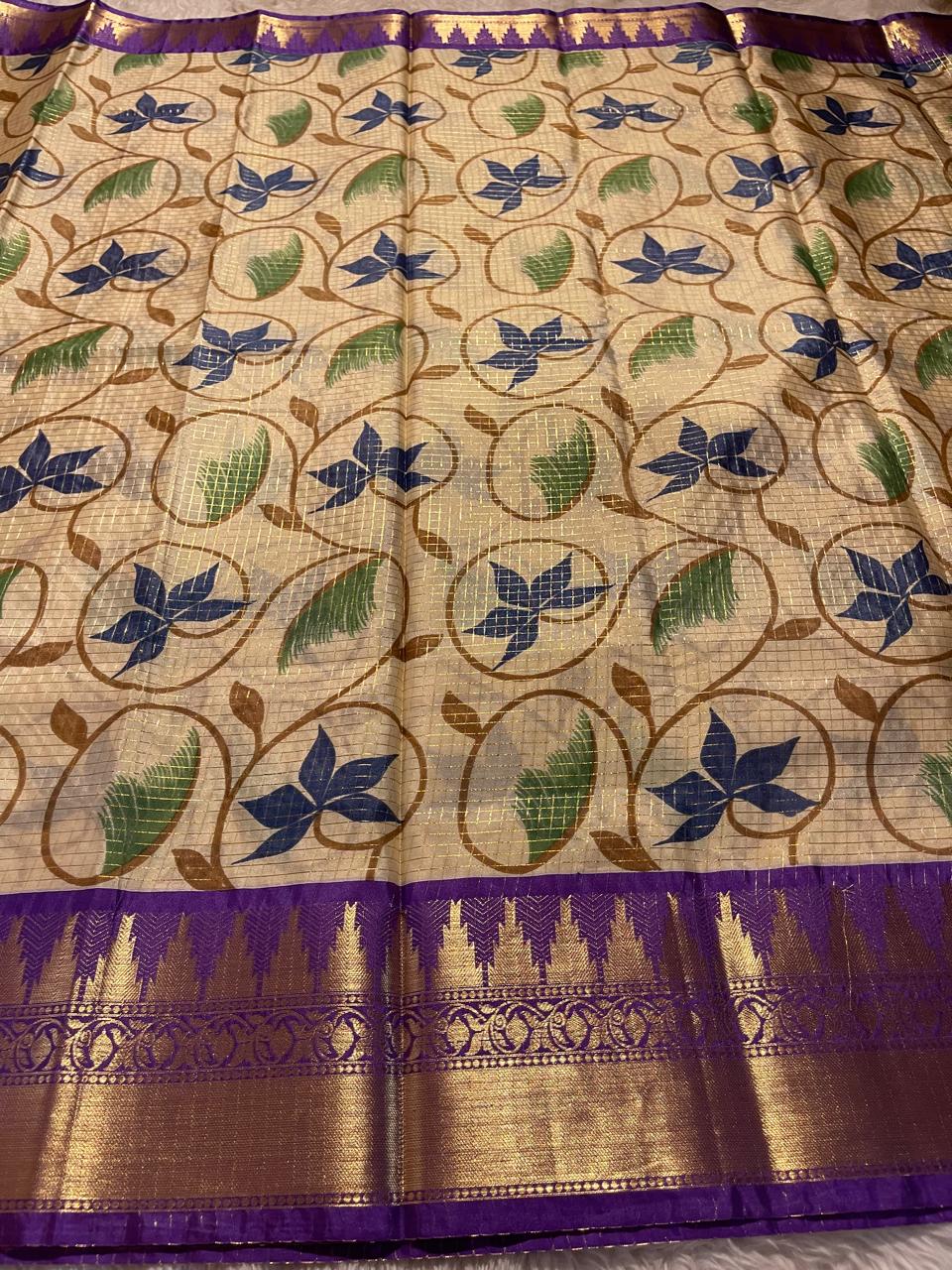 ANIKA'S KANCHI-PURPLE CHECKS SAREE