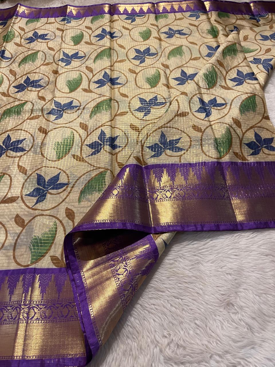 ANIKA'S KANCHI-PURPLE CHECKS SAREE