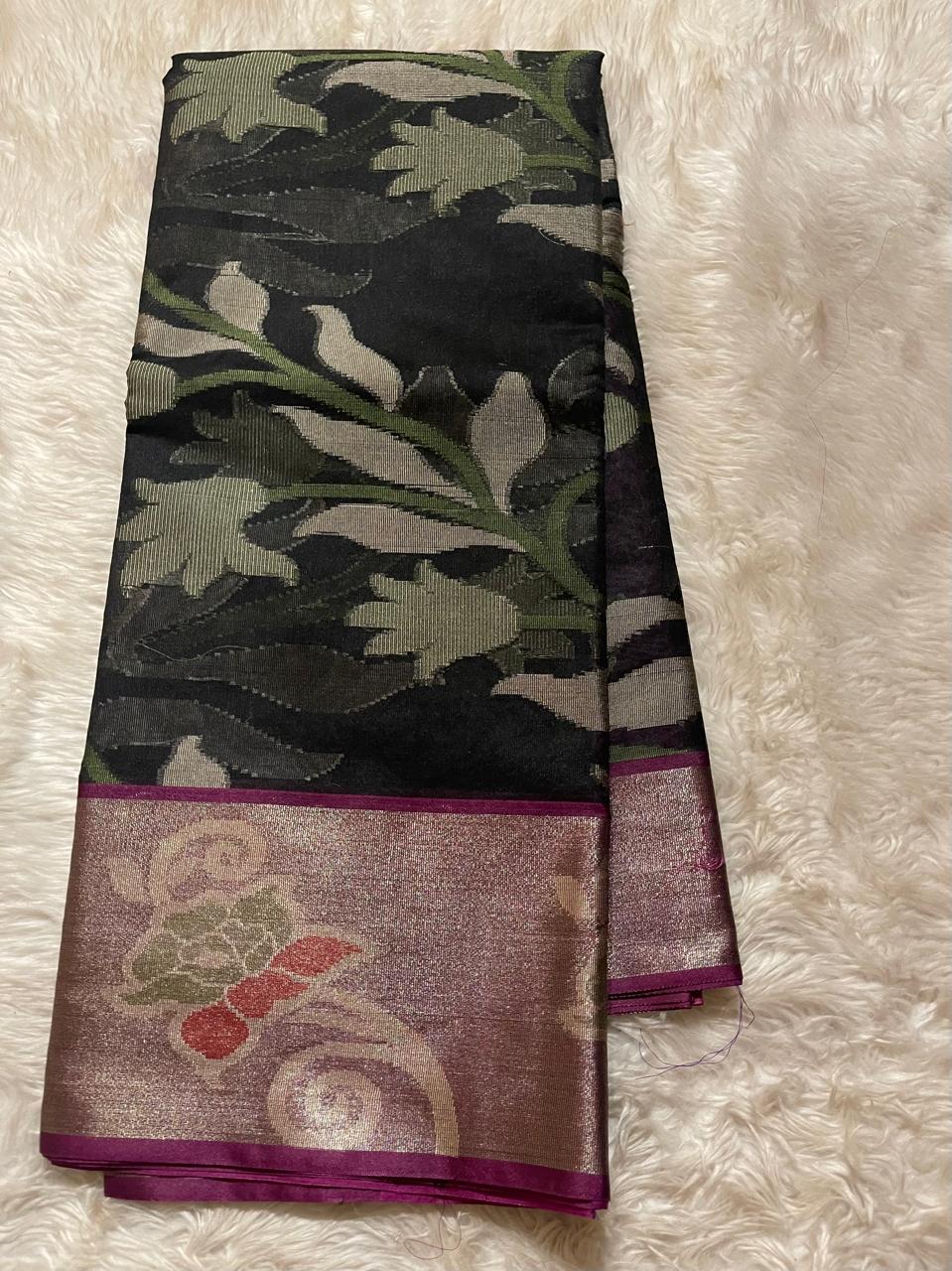 POCHAMPALLI BLACK-SEMI COTTON SAREE