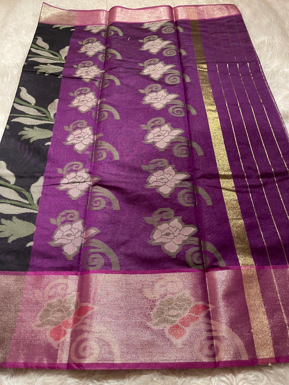 POCHAMPALLI BLACK-SEMI COTTON SAREE
