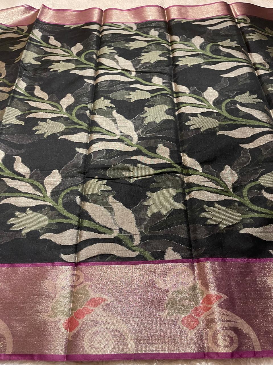 POCHAMPALLI BLACK-SEMI COTTON SAREE