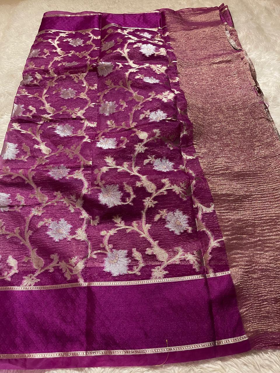 CRUSH FLORAL SAREE - MAGENTA CF04