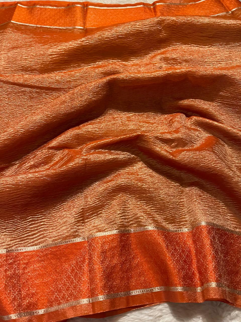 CRUSH FLORAL SAREE -ORANGE CF02