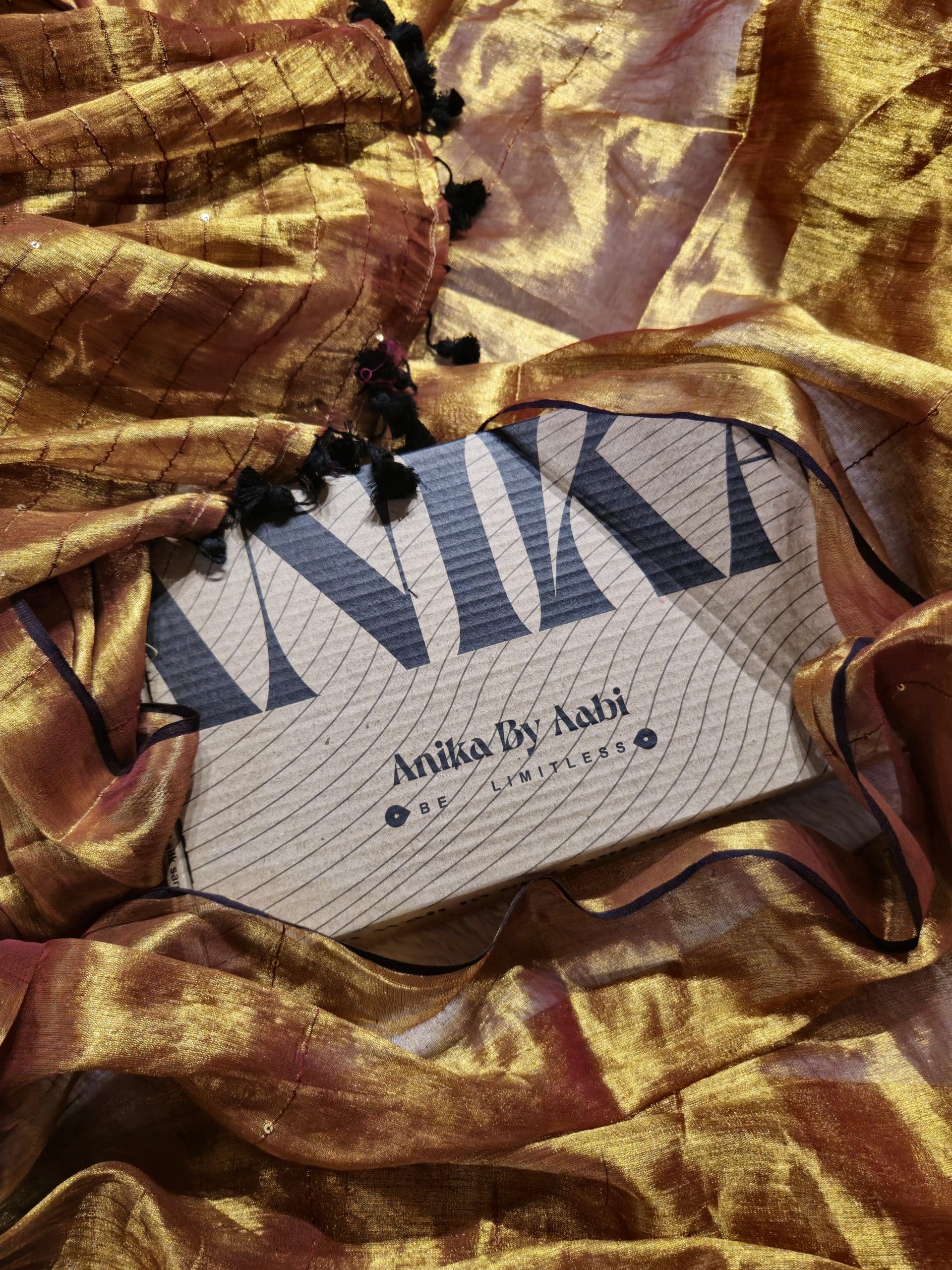 SHIKAR TISSUE-SEQUENCE GOLD TISSUE SAREE