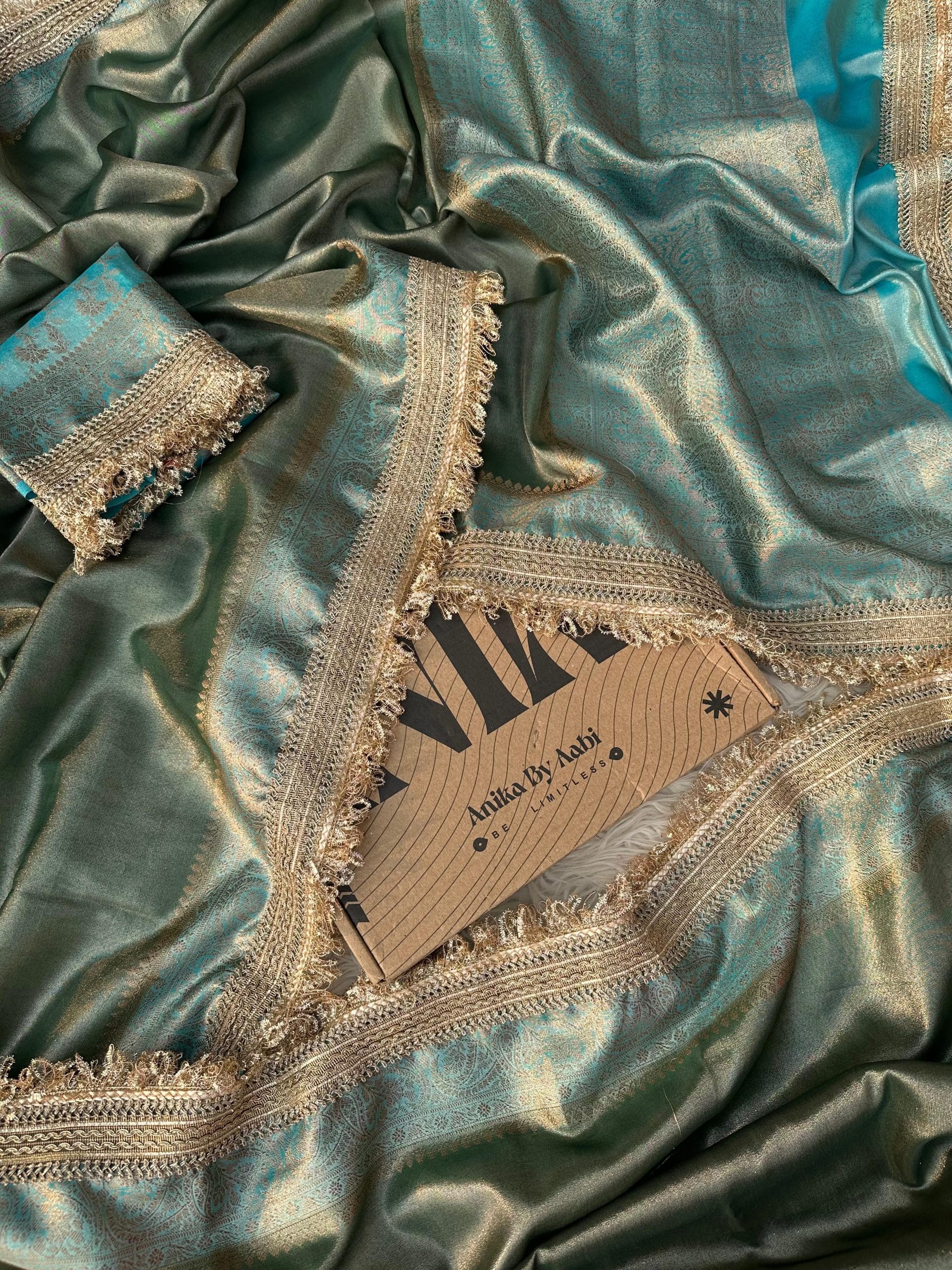 TISSUE LACE -PASTEL BLUE SAREE