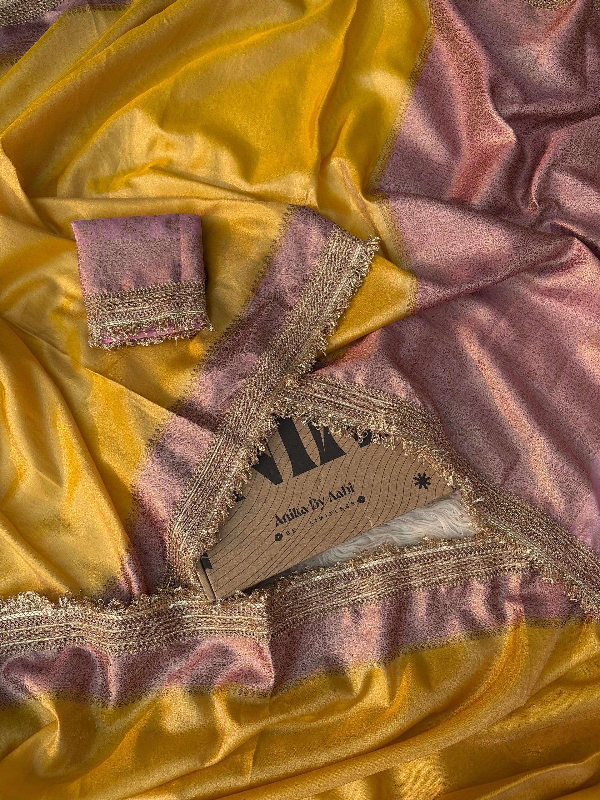 TISSUE LACE - DUAL TONE SAREE YELLOW