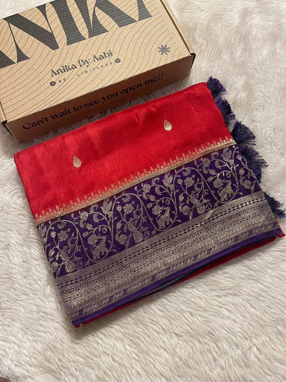 VINTAGE BANARASI-RED WITH PURPLE