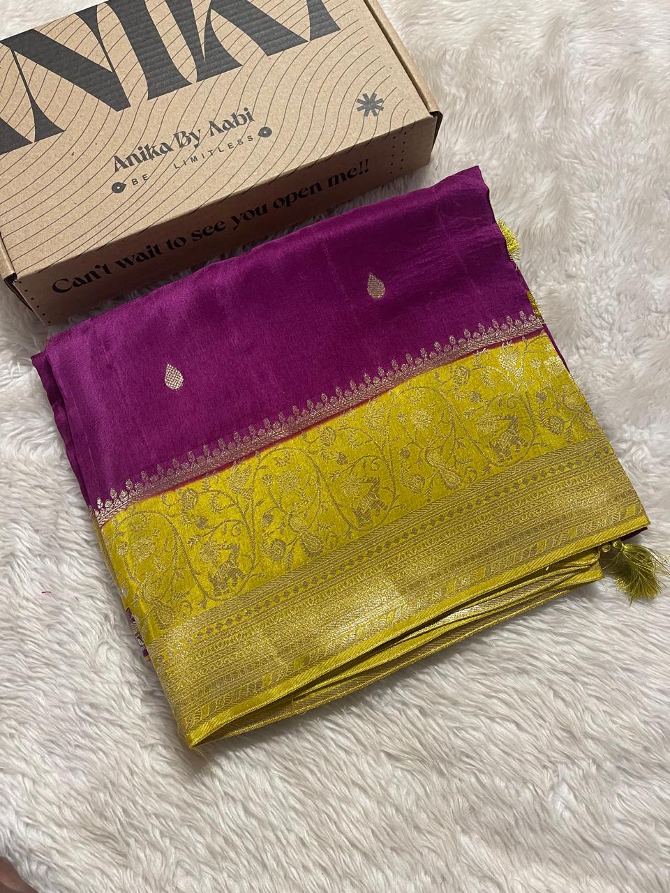 VINTAGE BANARASI-PURPLE WITH GREEN
