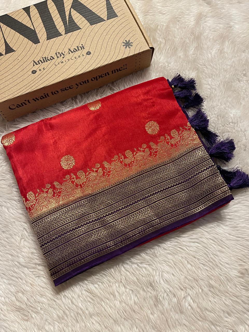 VINTAGE BANARASI-RED WITH PURPLE