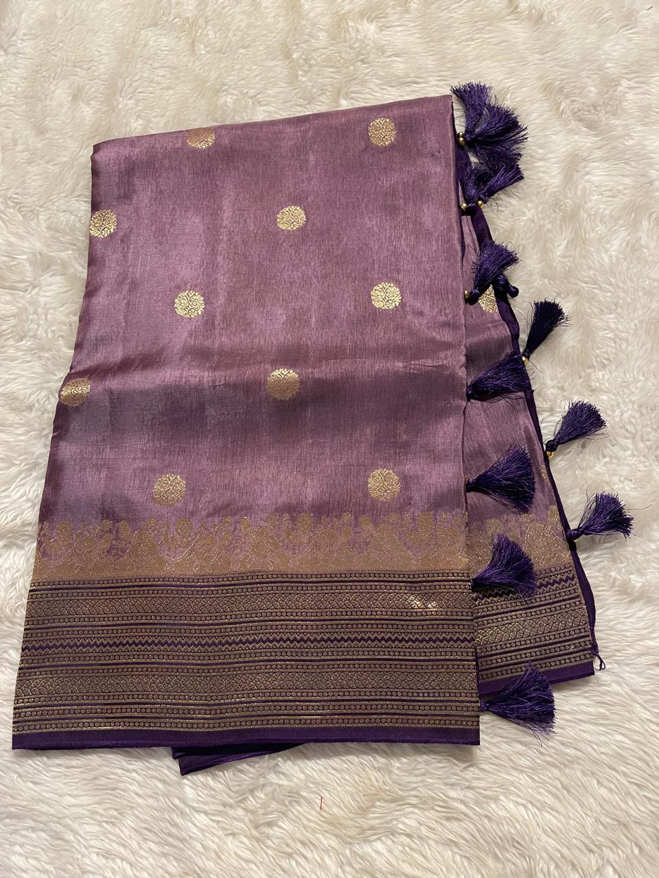 VINTAGE BANARASI-OLD LILAC WITH NEVYBLUE