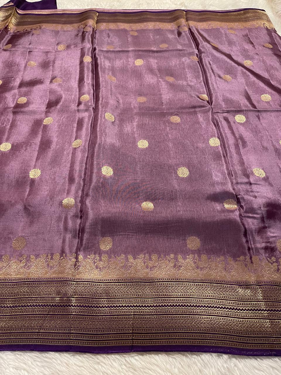 VINTAGE BANARASI-OLD LILAC WITH NEVYBLUE