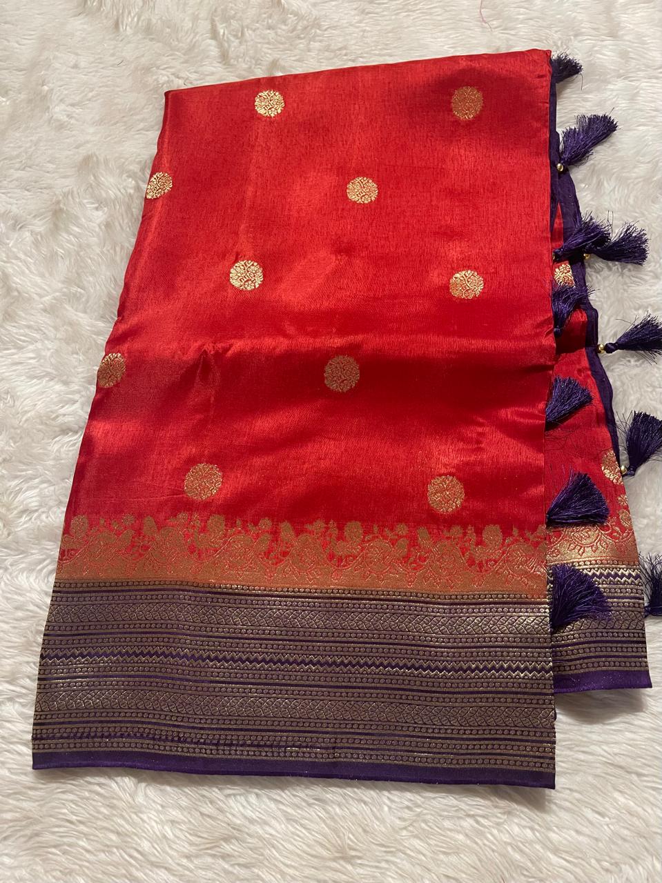 VINTAGE BANARASI-RED WITH PURPLE