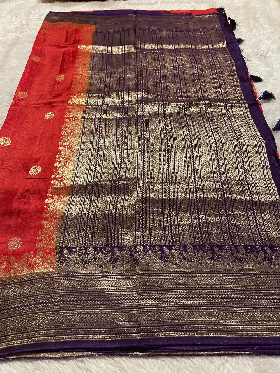 VINTAGE BANARASI-RED WITH PURPLE