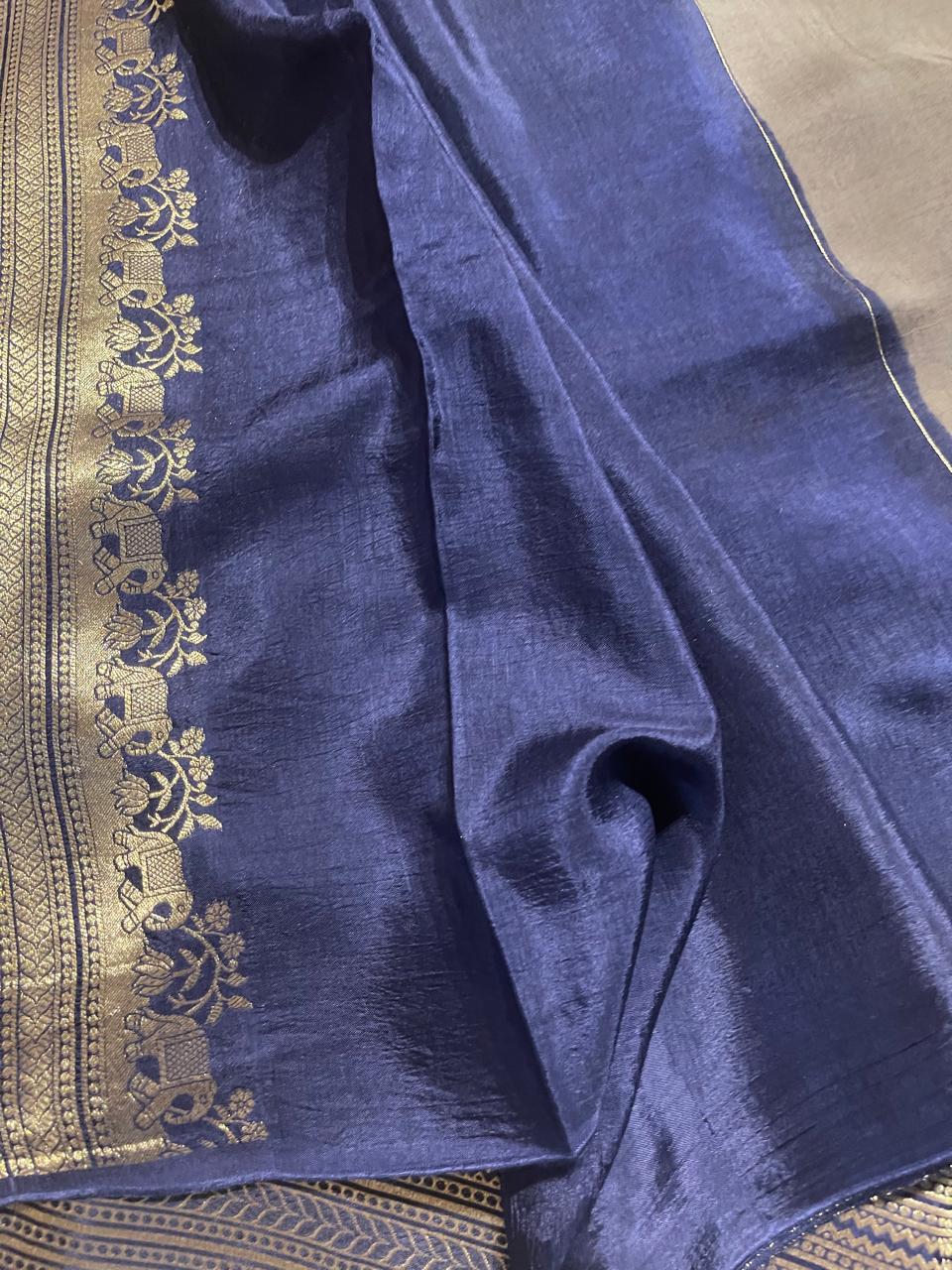 VINTAGE BANARASI-GREY WITH NEVYBLUE