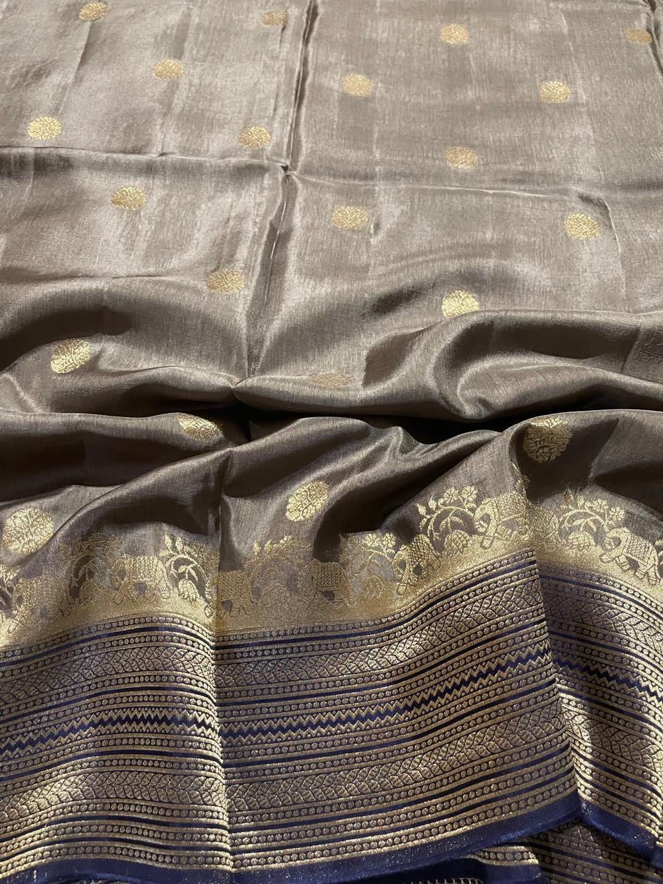 VINTAGE BANARASI-GREY WITH NEVYBLUE