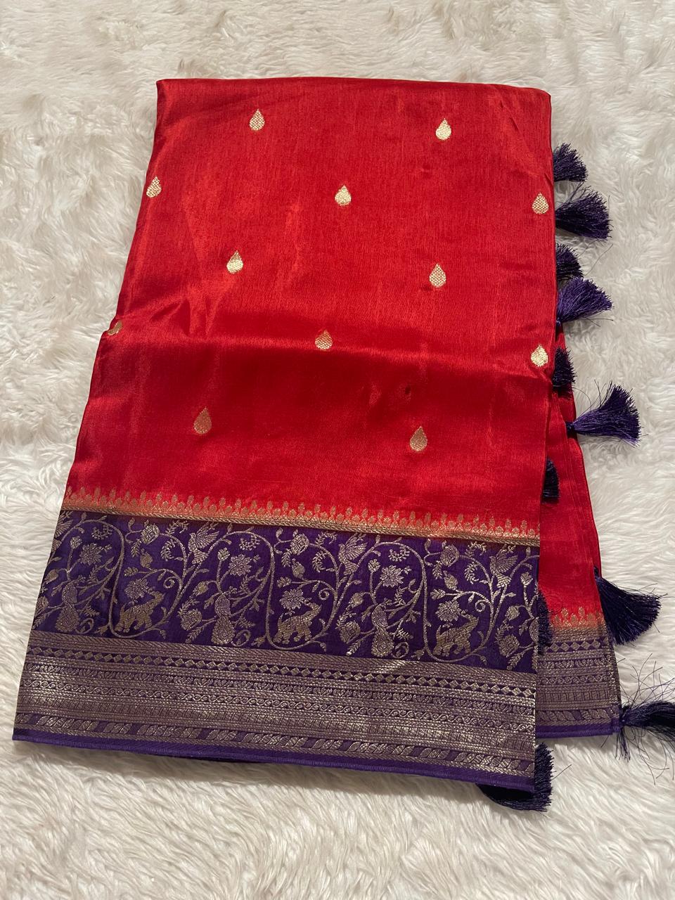 VINTAGE BANARASI-RED WITH PURPLE