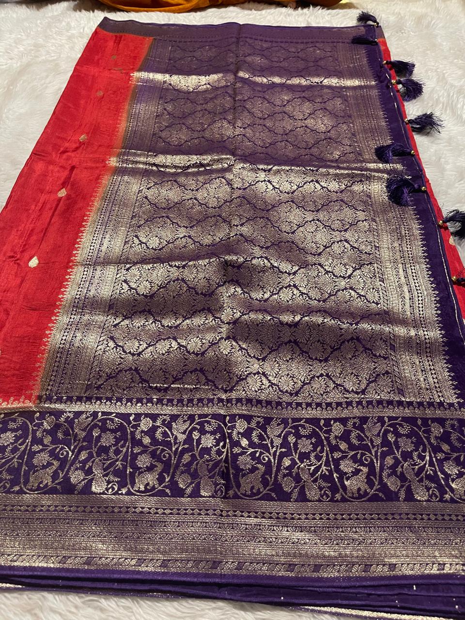 VINTAGE BANARASI-RED WITH PURPLE