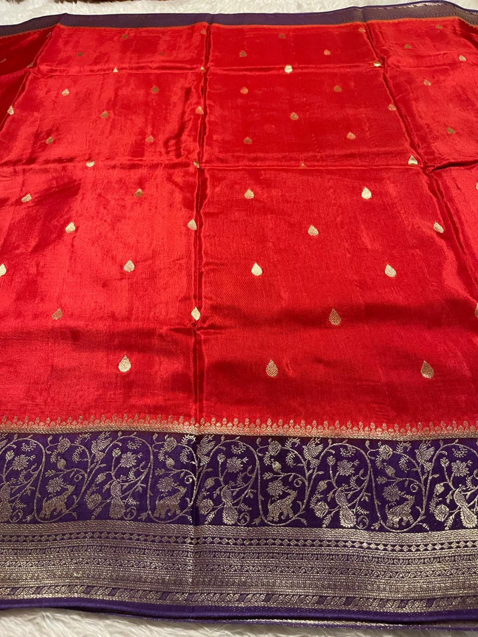 VINTAGE BANARASI-RED WITH PURPLE