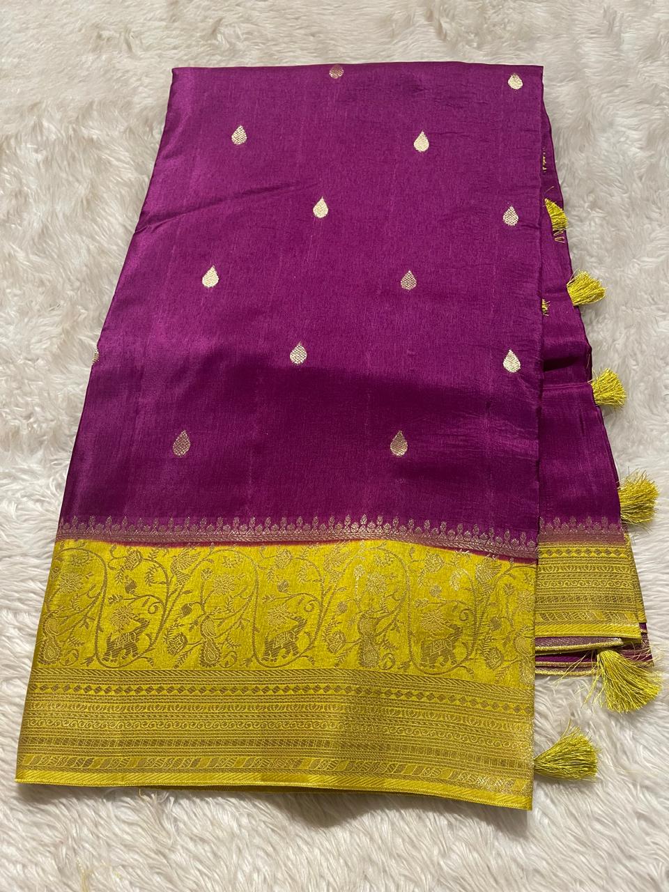 VINTAGE BANARASI-PURPLE WITH GREEN