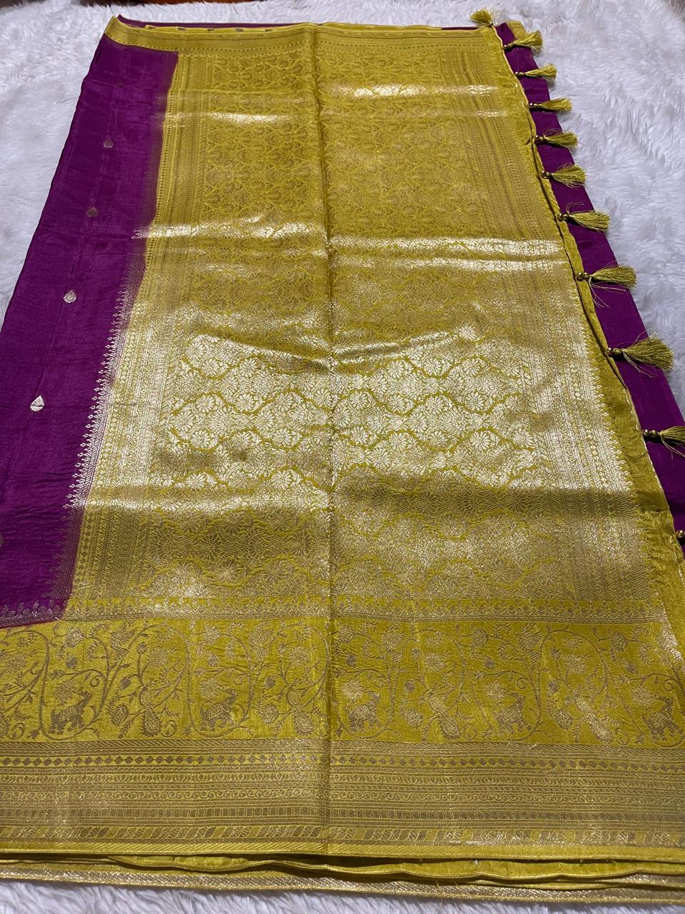 VINTAGE BANARASI-PURPLE WITH GREEN