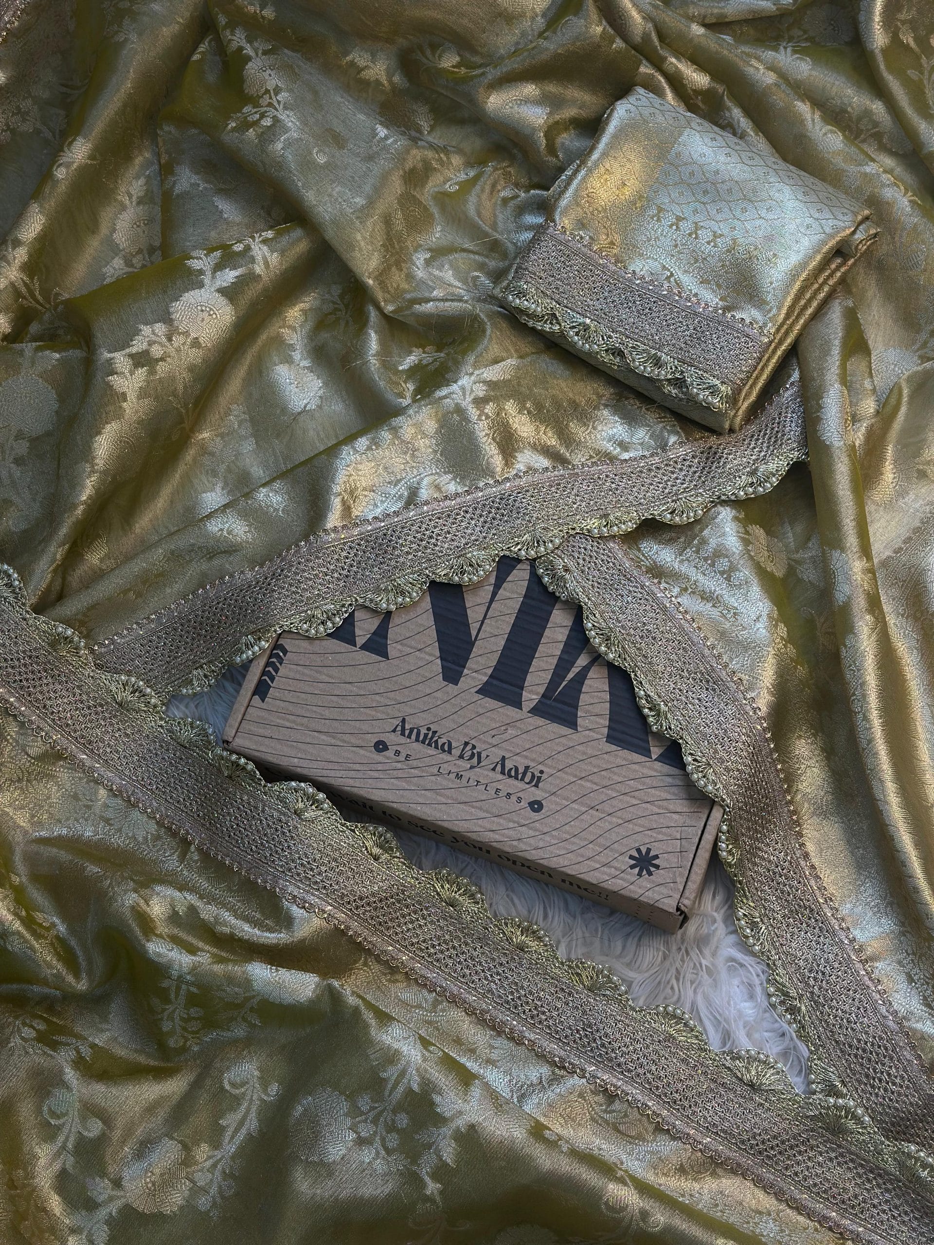 TISSUE LUXE-EXCLUSIVE FLORAL GOLD SAREE