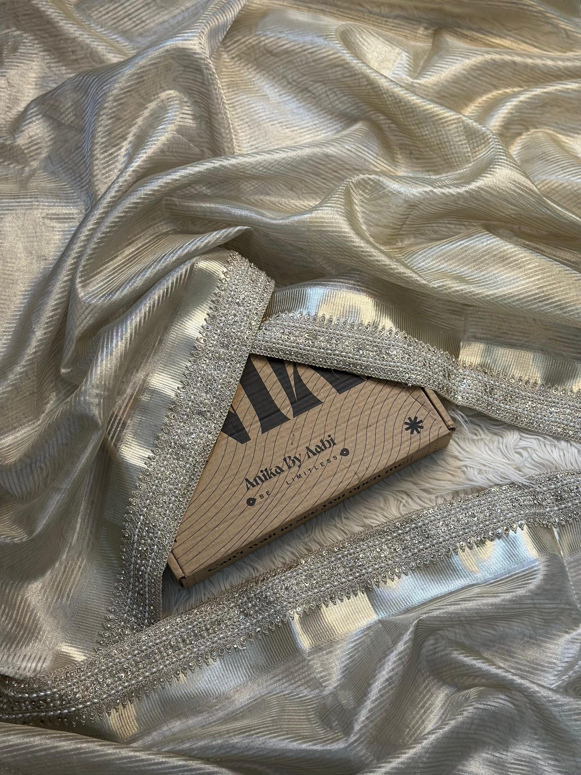 TISSUE LUXE SILVER SAREE-EXCLUSIVE EDIT
