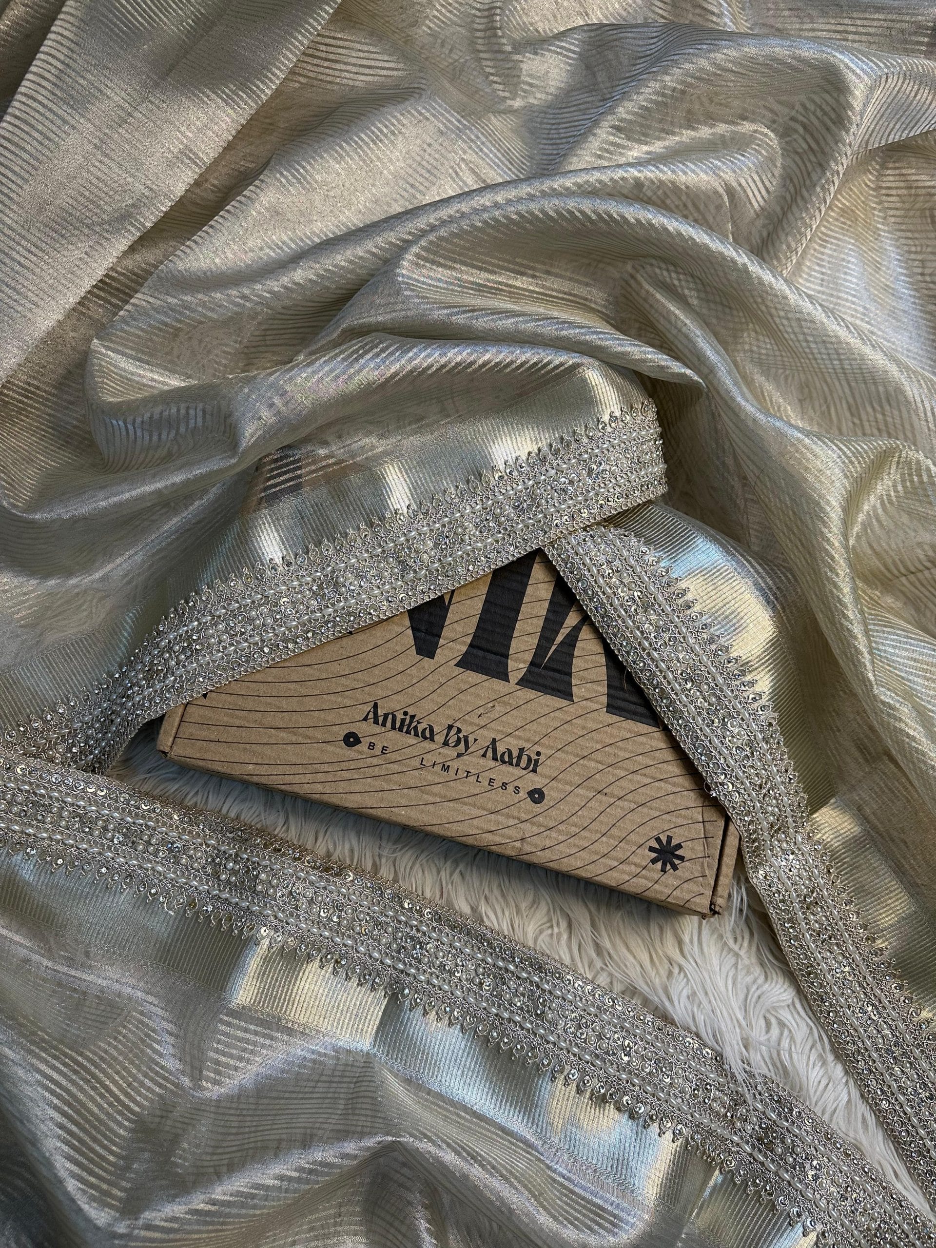 TISSUE LUXE SILVER SAREE-EXCLUSIVE EDIT