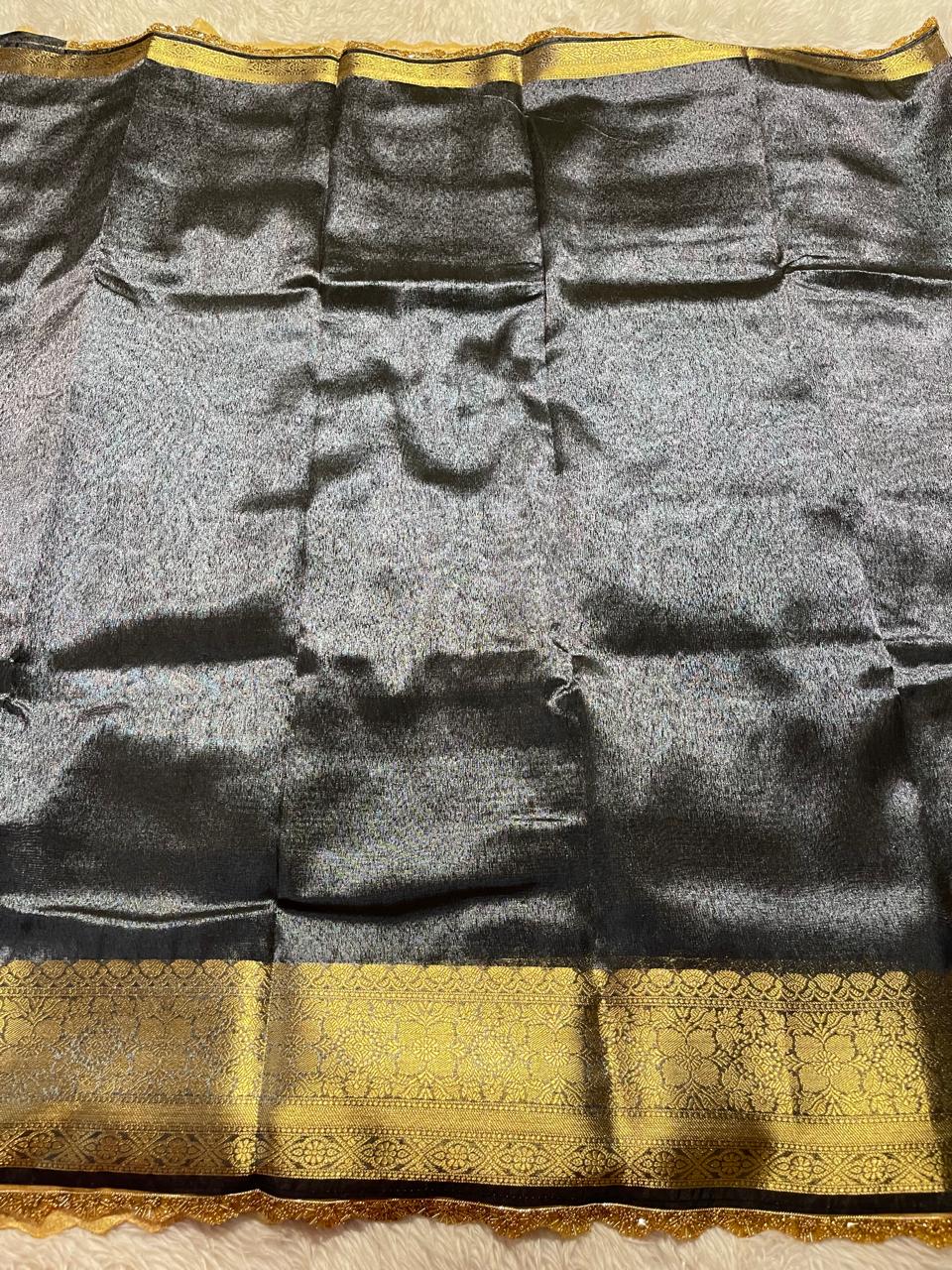 TISSUE LACE-BLACK SAREE