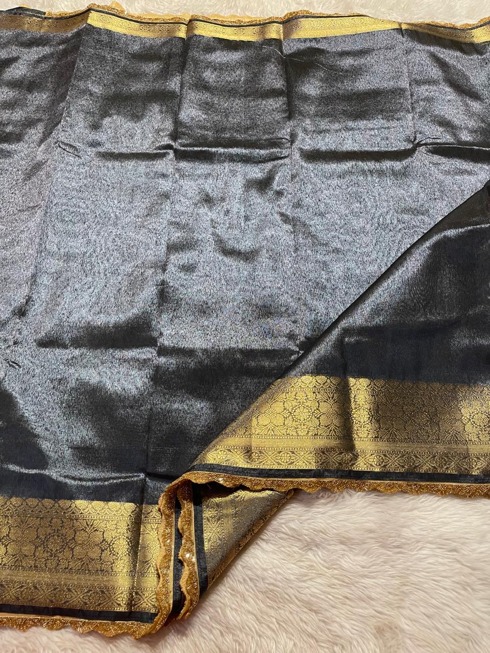 TISSUE LACE-BLACK SAREE