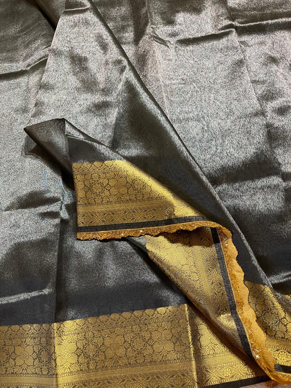 TISSUE LACE-BLACK SAREE