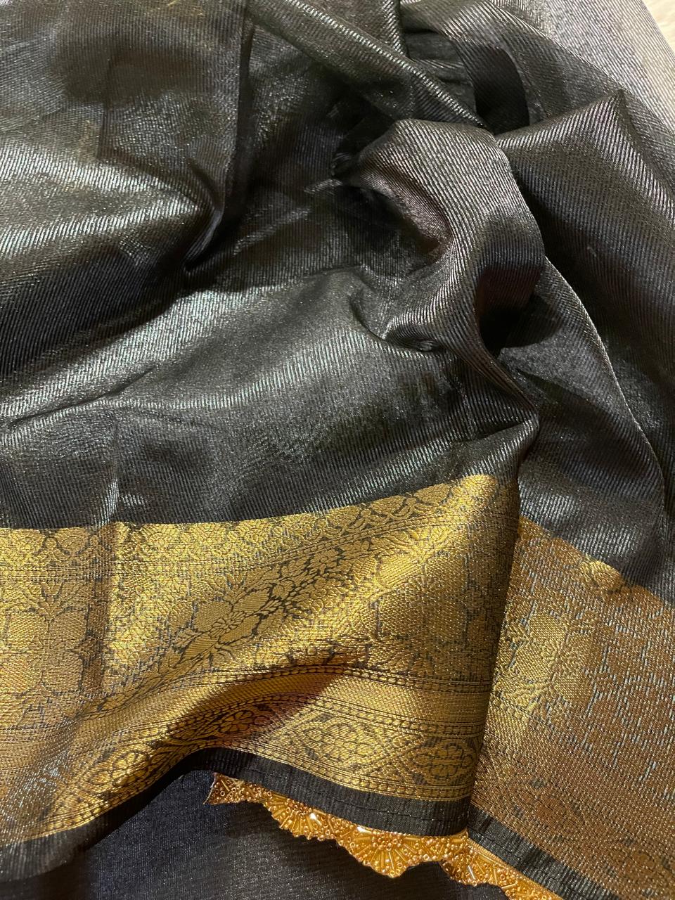 TISSUE LACE-BLACK SAREE