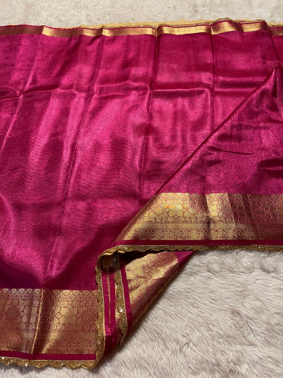 TISSUE LACE-PINK SAREE