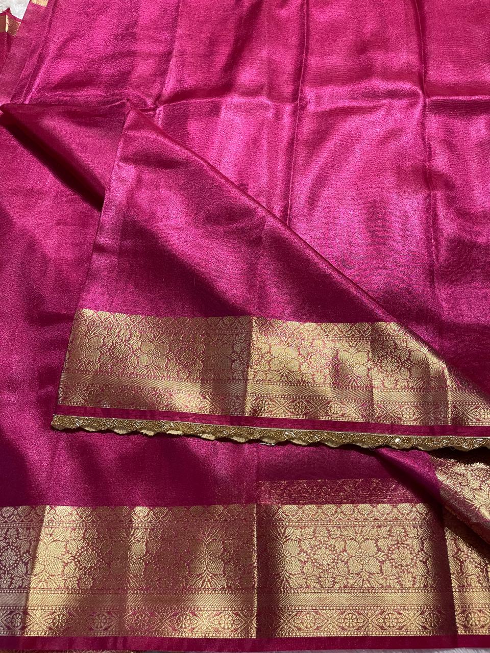 TISSUE LACE-PINK SAREE