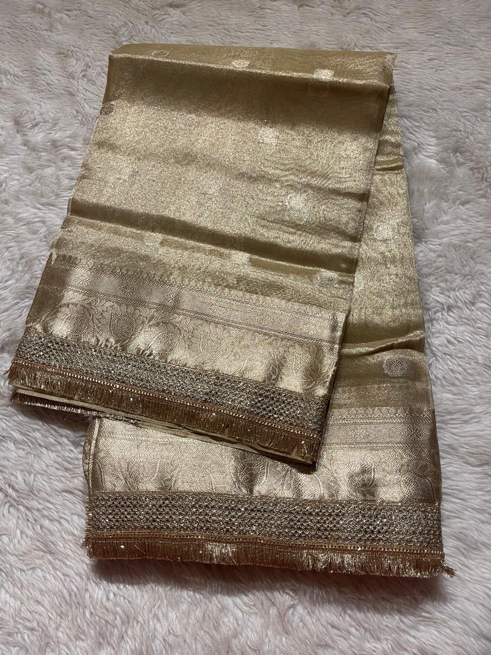 TISSUE LUXE-CHAMPAGNE GOLD SAREE