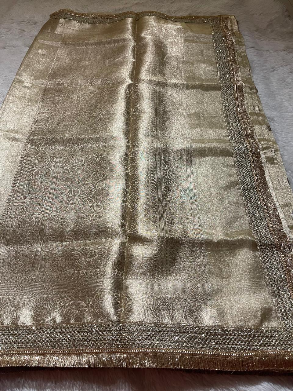 TISSUE LUXE-CHAMPAGNE GOLD SAREE