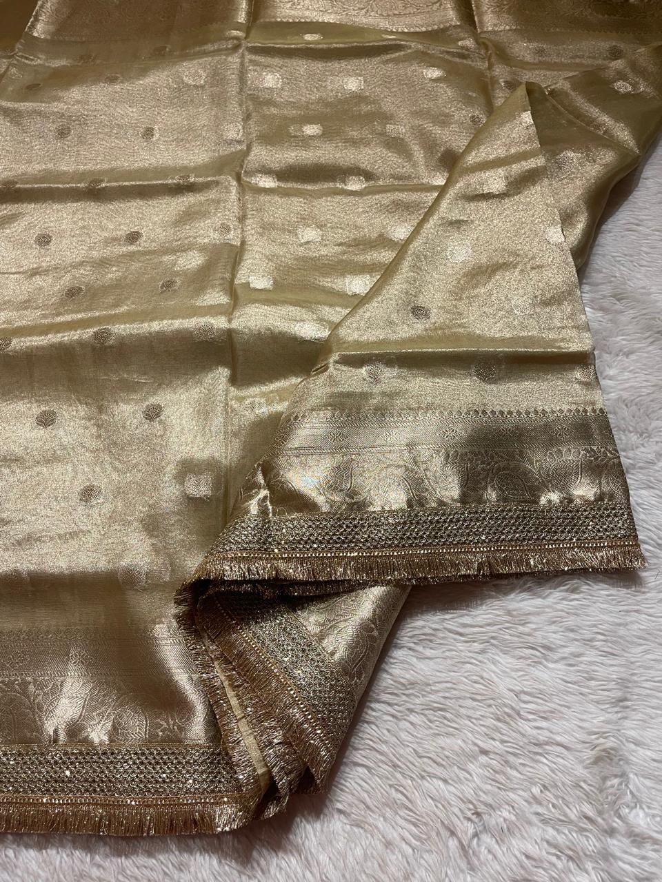 TISSUE LUXE-CHAMPAGNE GOLD SAREE