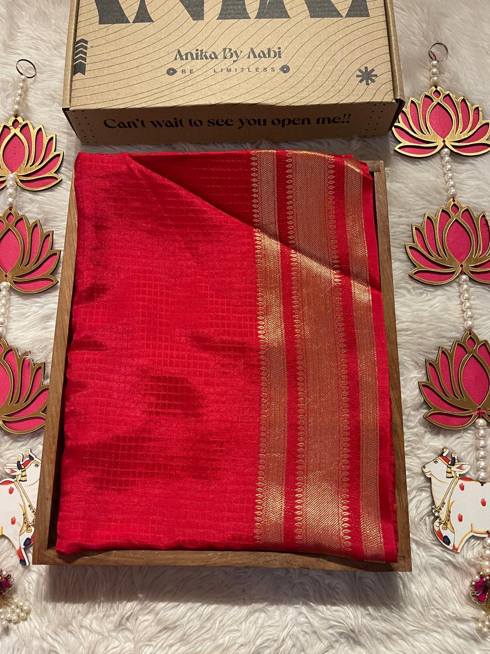 MUNGA BANARASI SAREE-RED