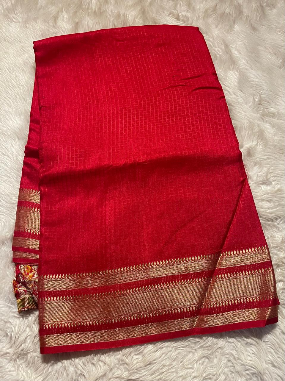 MUNGA BANARASI SAREE-RED