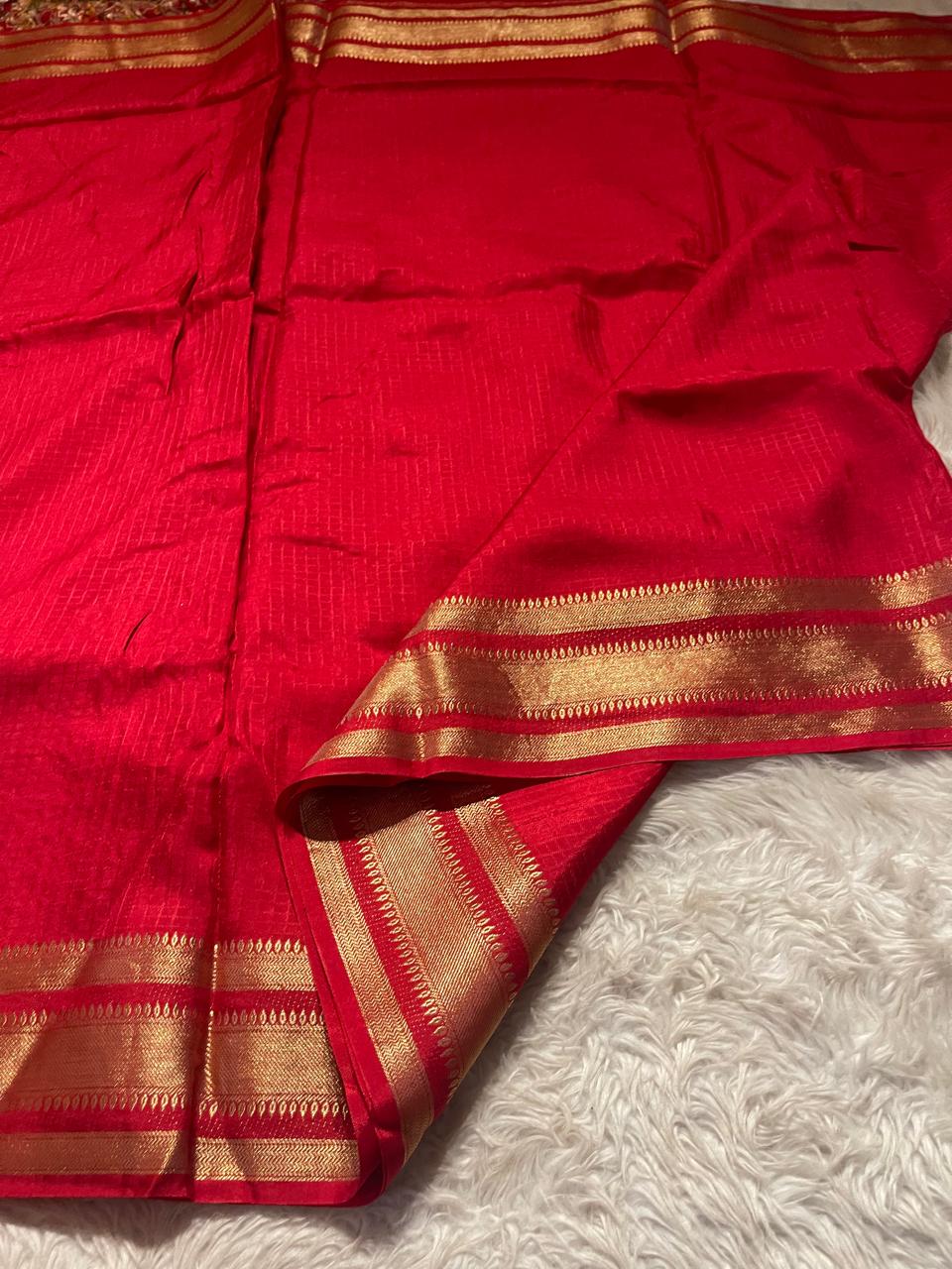 MUNGA BANARASI SAREE-RED
