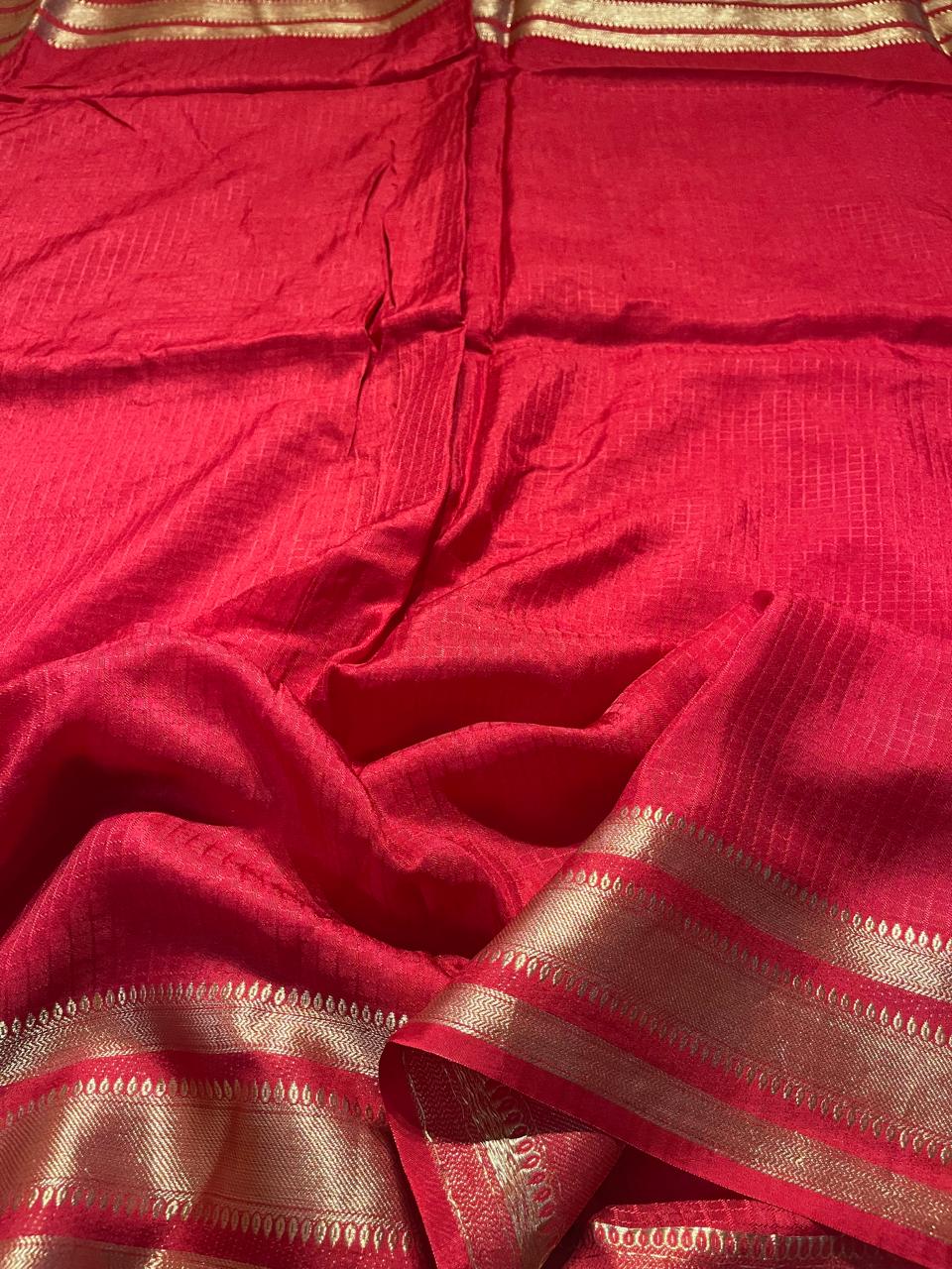 MUNGA BANARASI SAREE-RED