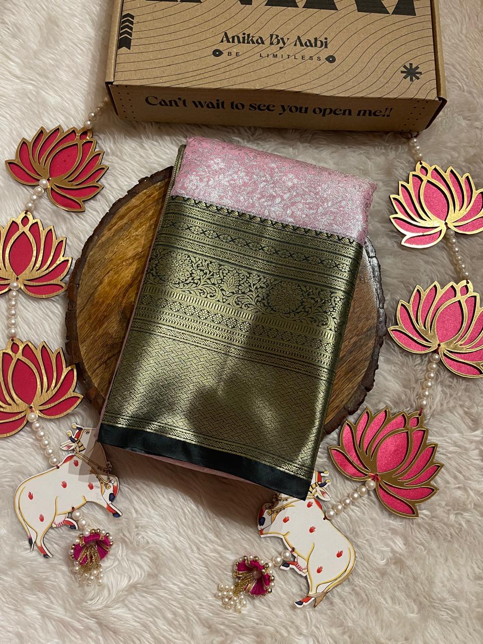SWAYAMVARAM-BABY PINK DUAL TONE SILK SAREE