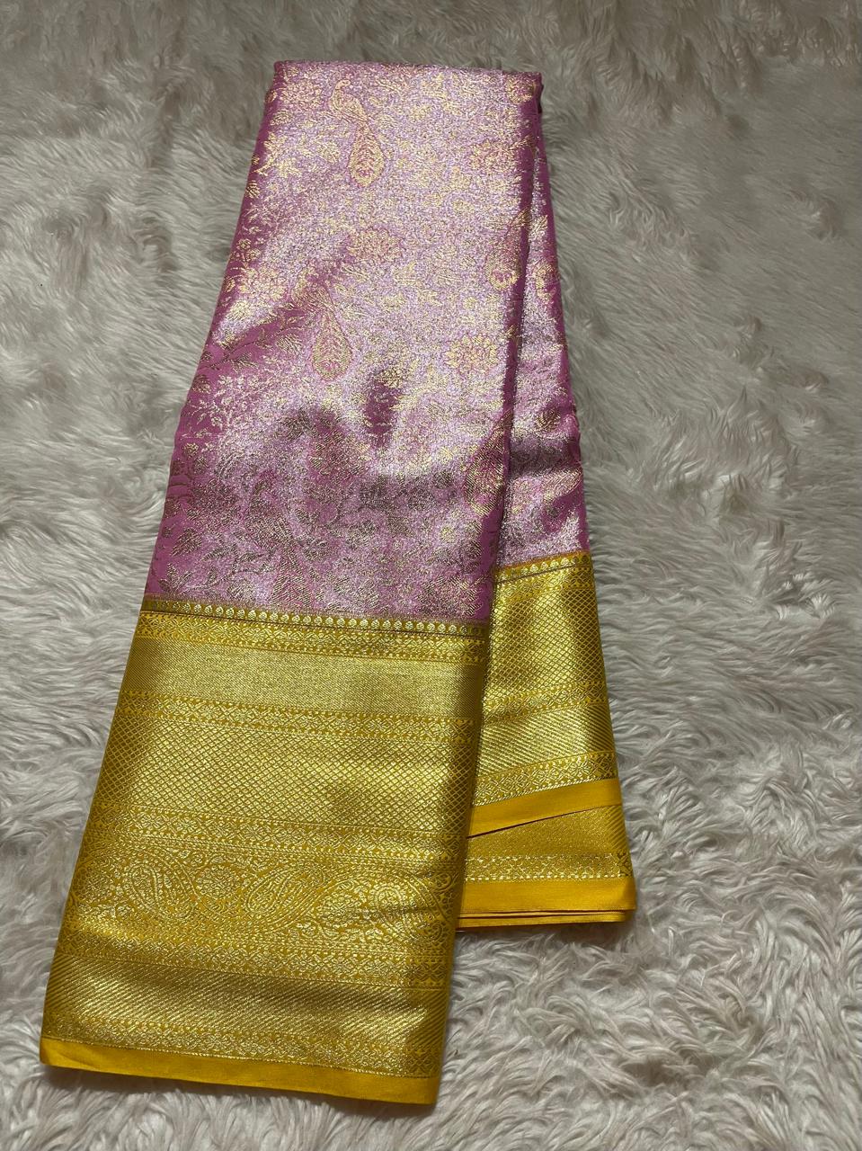 SWAYAMVARAM-BABY PINK YELLOW SILK SAREE