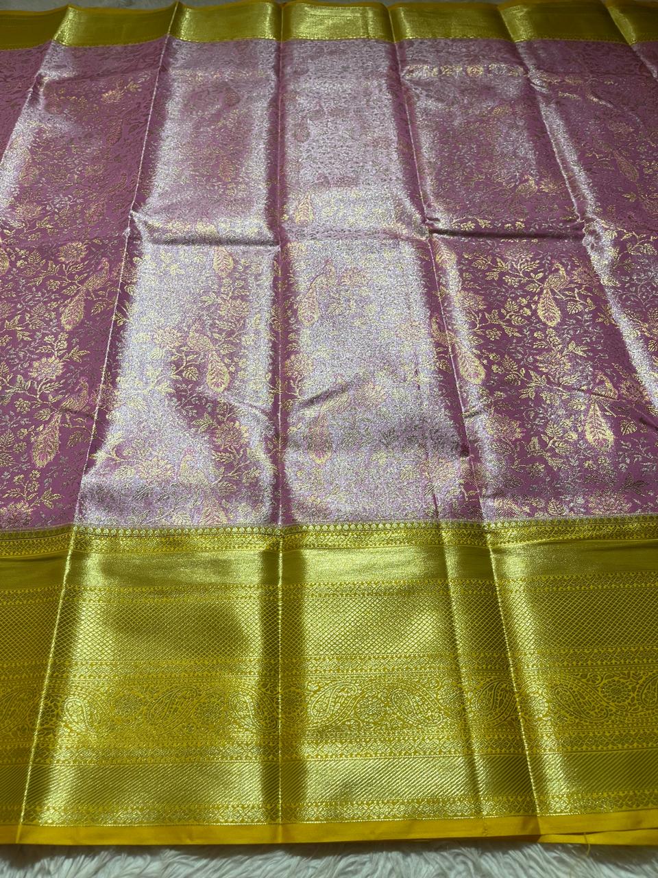 SWAYAMVARAM-BABY PINK YELLOW SILK SAREE