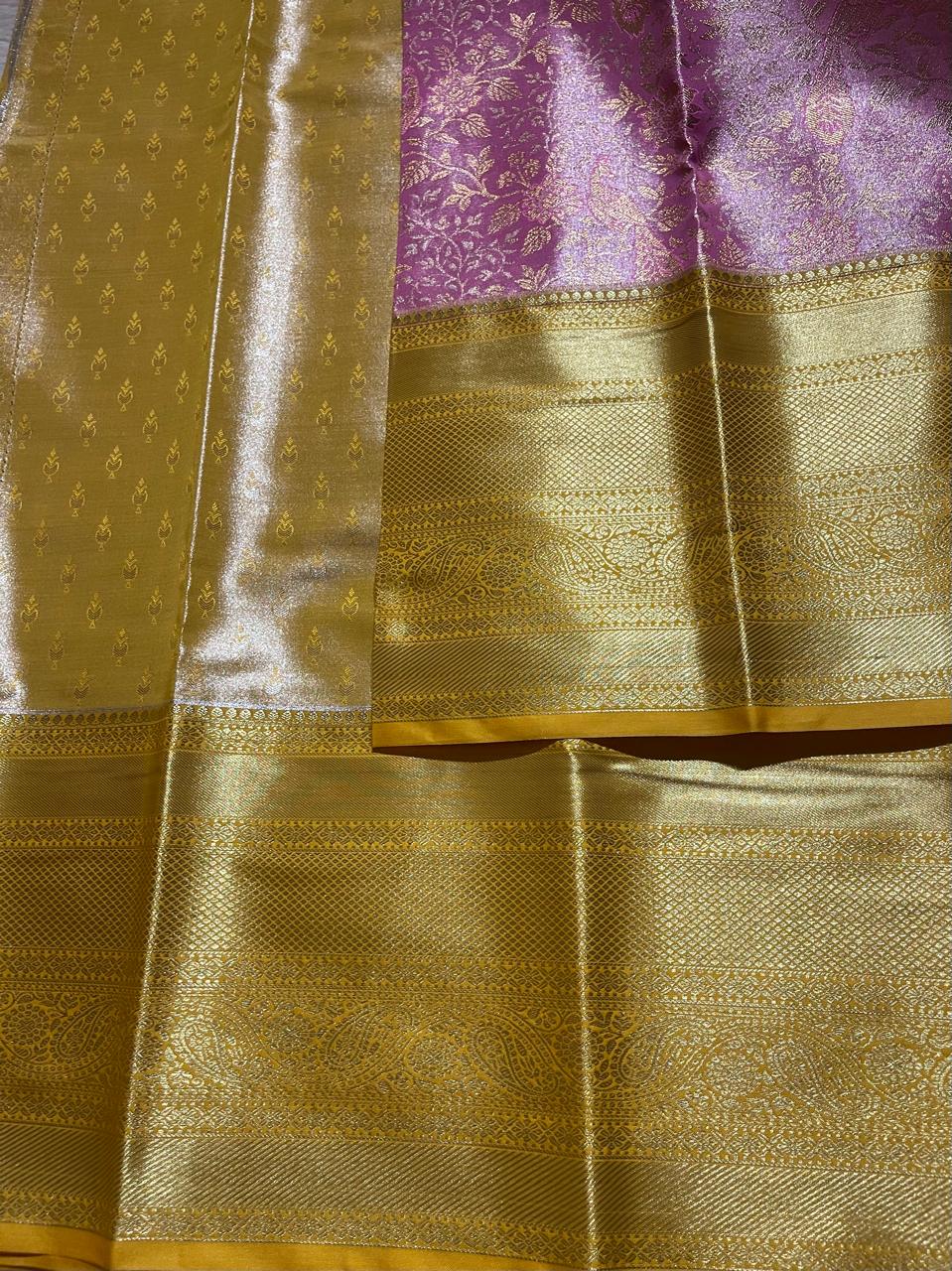 SWAYAMVARAM-BABY PINK YELLOW SILK SAREE