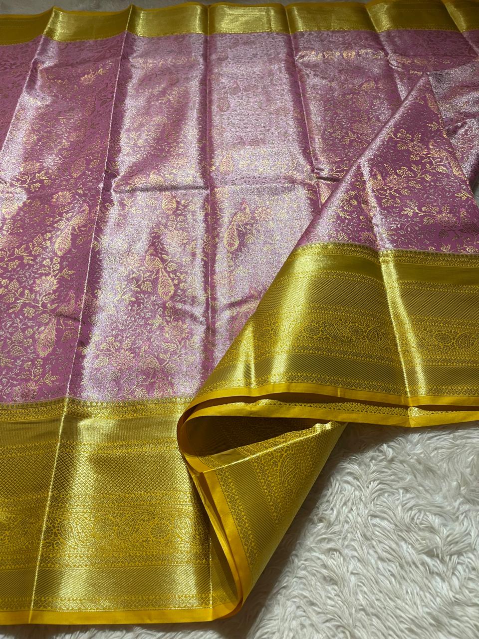 SWAYAMVARAM-BABY PINK YELLOW SILK SAREE
