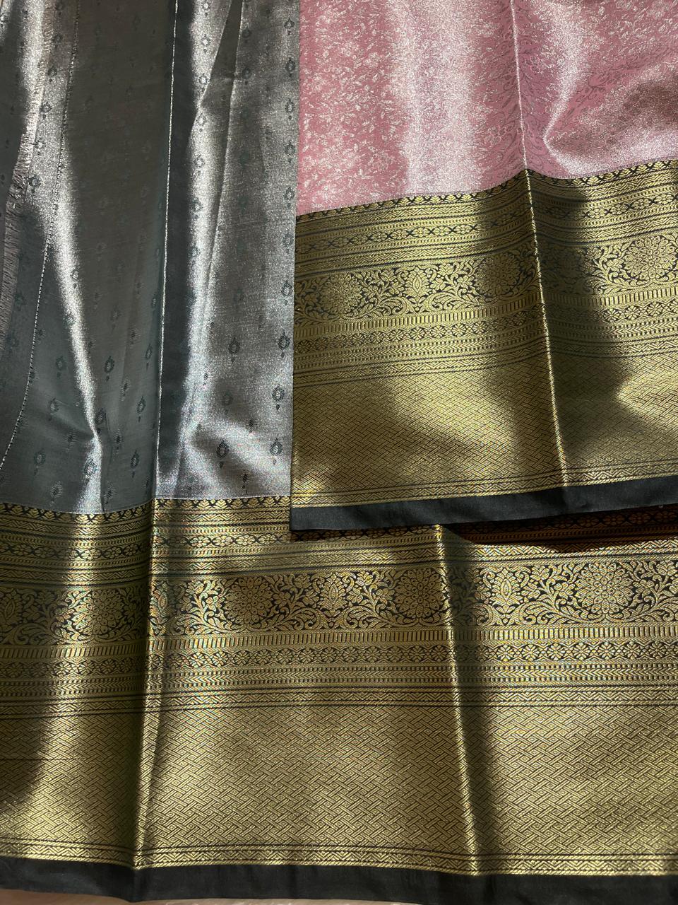 SWAYAMVARAM-BABY PINK DUAL TONE SILK SAREE