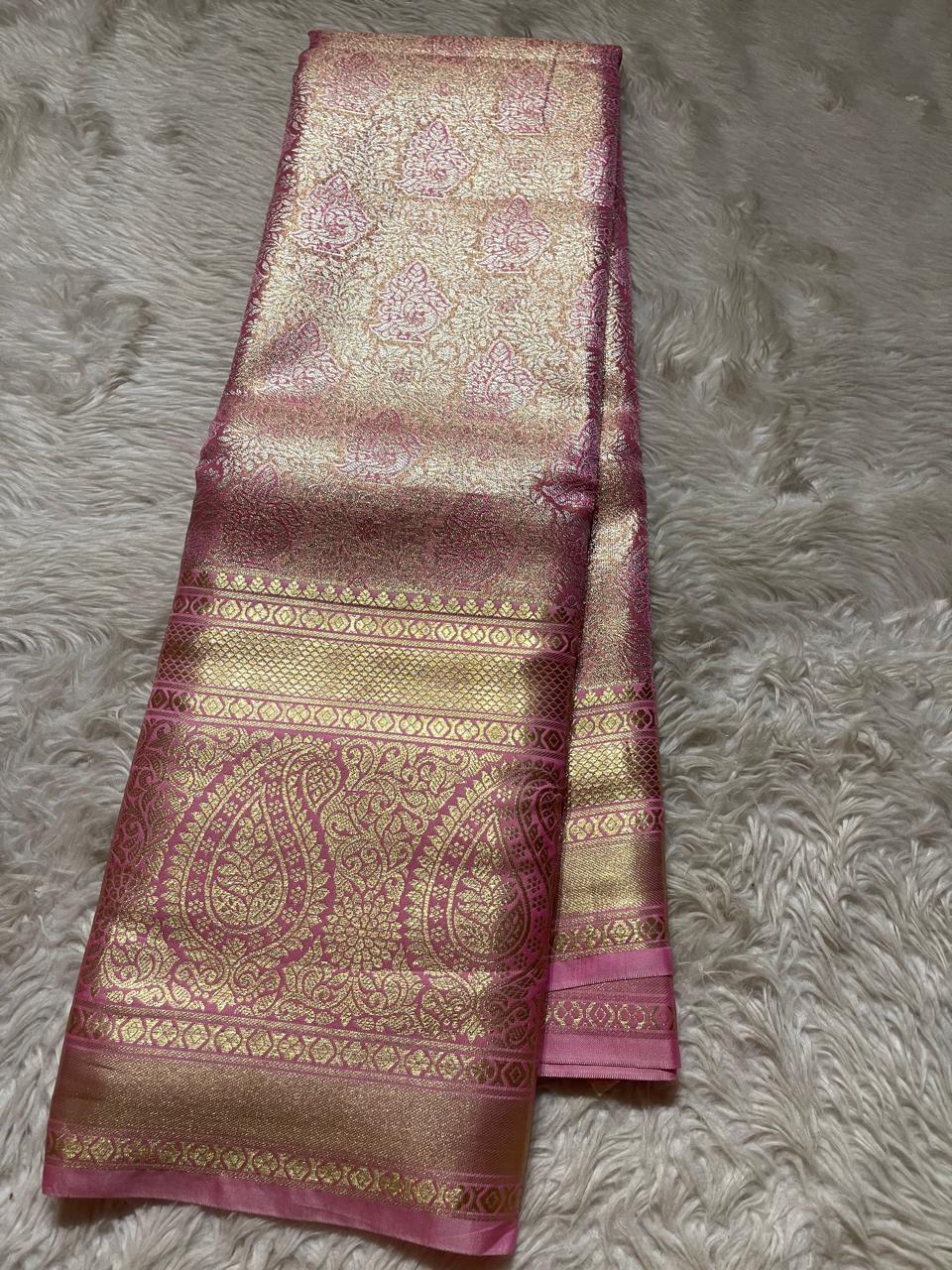 SWAYAMVARAM-BABY PINK ANNAPAKSHI SILK SAREE